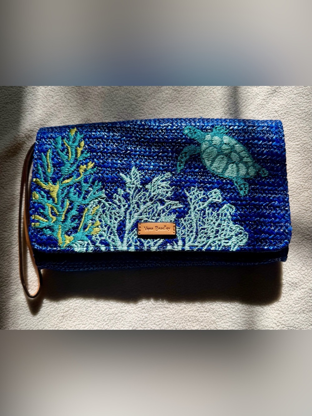 NWOT Vera Bradley Straw Beach Wristlet Classic Navy